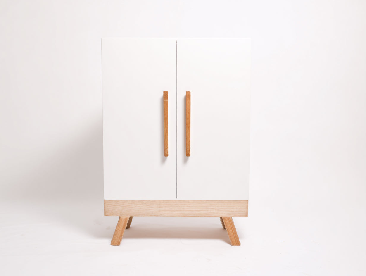 Armarios de dos puertas - tablero de madera 80 x 40 x 110 cm - blanco y madera natural - almacenamiento compacto de estilo nórdico
