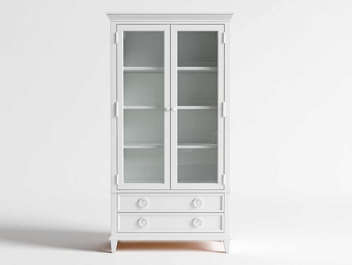 Estanterías de madera y vidrio 90 x 40 x 190 cm - Blanco - Almacenamiento clásico para salón y comedor