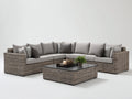 Sofás de exterior de ratán sintético 260 x 260 x 78 cm - Gris topo y gris claro - Conjunto esquinero moderno con mesa de centro