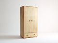 Armarios de madera 100 x 55 x 190 cm - pino natural - 2 puertas y 1 cajón para dormitorio de estilo nórdico
