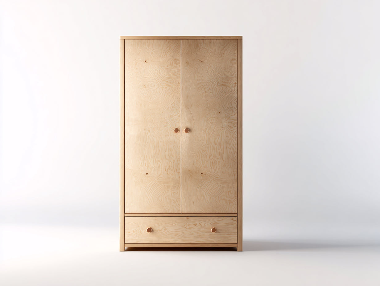 Armarios de madera 85 x 50 x 180 cm - madera natural - dormitorio - dos puertas y un cajón - estilo nórdico