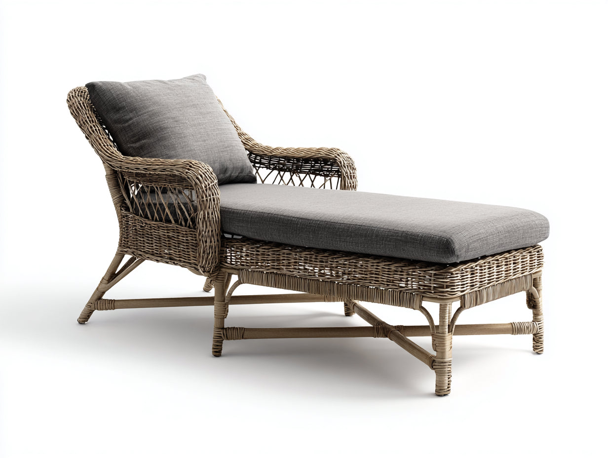 Tumbonas de ratán sintético 200 x 75 x 85 cm - Gris y beige - Diseño ergonómico para exterior