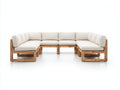 Sofás de exterior modular de madera 318x185x76 cm - Beige y marrón claro - Diseño en U