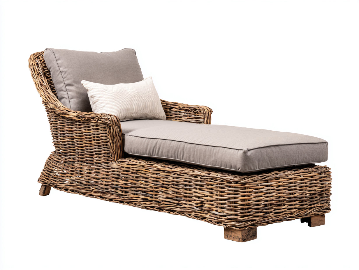 Tumbonas de ratán sintético 200 x 75 x 85 cm - Marrón natural y gris - Diseño cómodo para jardín y exterior