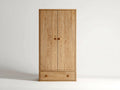 Armarios de tablero de madera 100 x 55 x 200 cm - roble natural - 2 puertas y 1 cajón de estilo nórdico para dormitorio