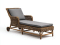 Tumbonas de ratán sintético 195 x 70 x 85 cm - Marrón natural y gris - Diseño reclinable con ruedas para jardín y terraza