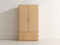 Armarios de madera 90 x 50 x 180 cm - madera natural - dormitorio - dos puertas y dos cajones - estilo moderno