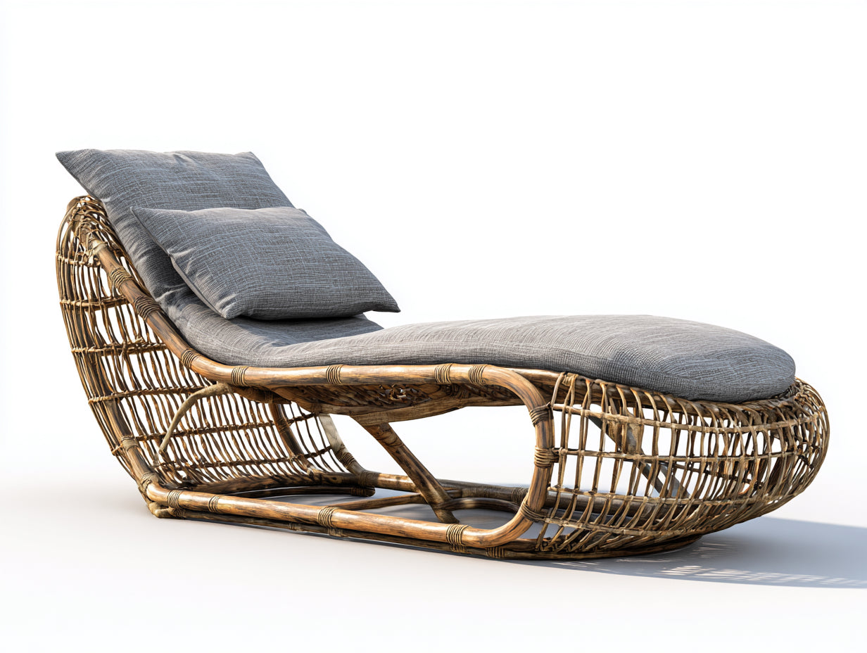 Tumbonas de exterior de ratán 200x75x85 cm - Gris y marrón natural - Diseño ergonómico