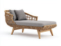 Tumbona de exterior ratán sintético 200x80x75 cm gris madera natural diseño moderno