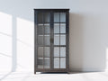 Estanterías con 2 puertas de vidrio 90 x 40 x 190 cm - Madera negra y vidrio transparente - Diseño clásico