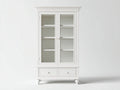 Estanterías de madera y vidrio 110 x 42 x 190 cm - Blanco - Estilo clásico con 2 puertas y 2 cajones