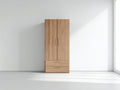 Armarios de madera 90 x 52 x 200 cm - roble natural - 2 puertas y 2 cajones para dormitorio de estilo moderno