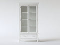 Estanterías vitrina de madera 90x42x185 cm - Blanco - Diseño clásico con puertas de cristal
