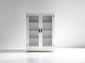 Estanterías con dos puertas de cristal - madera y vidrio 92 x 40 x 165 cm - blanco - almacenamiento vertical de estilo clásico